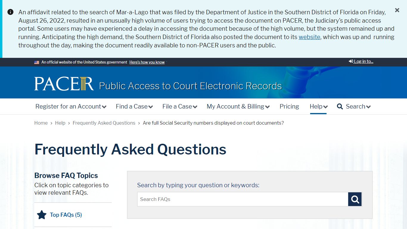 Are full Social Security numbers displayed on court documents ... - PACER